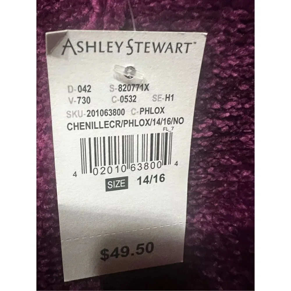 Ashley Stewart Open Cardigan Purple Sz 14/16 NWT